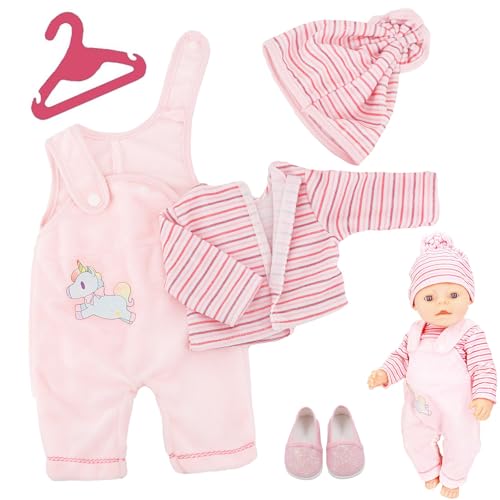 Lonsien Puppenkleidung Puppenkleider Set Rosa Puppengewand für Babypuppen 35-43 cm Puppenzubehör mit Schuhe Kleiderbügel Kleidung Outfits für Baby Geschenke für Mädchen Jungen, Keine Puppe von Lonsien