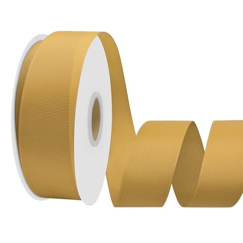 LoomJoyz Doppelseiten Altgold Ripsband 40mm×45 Meter Bänder Satinband Geschenkband für Geschenkverpackung Dekobänder für Nähen von Haarbogen Blume Bouquet Handwerk Hochzeiten Blumenarrangements von LoomJoyz