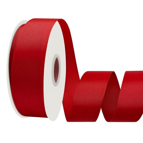 LoomJoyz Doppelseiten Rot Ripsband 40mm×45 Meter Bänder Satinband Geschenkband für Geschenkverpackung Dekobänder für Nähen von Haarbogen Blume Bouquet Handwerk Hochzeiten Blumenarrangements von LoomJoyz