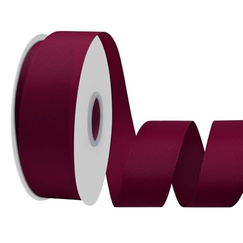 LoomJoyz Doppelseiten Wein Rot Ripsband 40mm×45 Meter Bänder Satinband Geschenkband für Geschenkverpackung Dekobänder für Nähen von Haarbogen Blume Bouquet Handwerk Hochzeiten Blumenarrangements von LoomJoyz