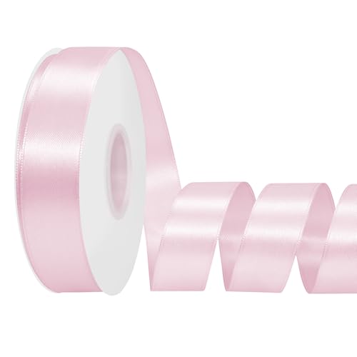 LoomJoyz Doppelseitige 25mm Hellrosa Satinband 45 Meter Satinband Ideal für Geschenkverpackung Blumenstrauß Handwerk Hochzeiten Blumenarrangements Bögen von LoomJoyz