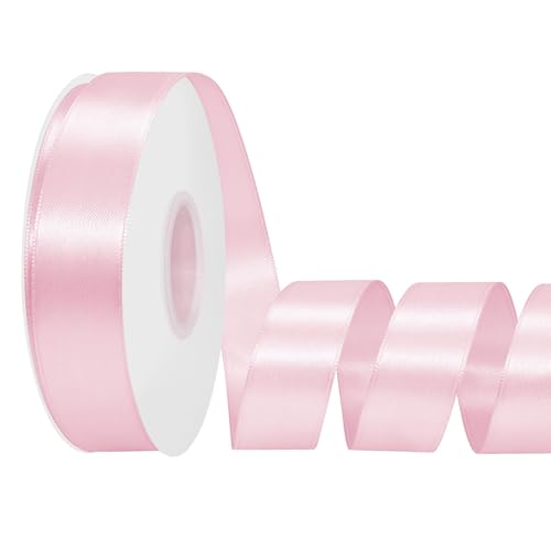 LoomJoyz Doppelseitige 25mm Rosa Satinband 45 Meter Satinband Ideal für Geschenkverpackung Blumenstrauß Handwerk Hochzeiten Blumenarrangements Bögen von LoomJoyz