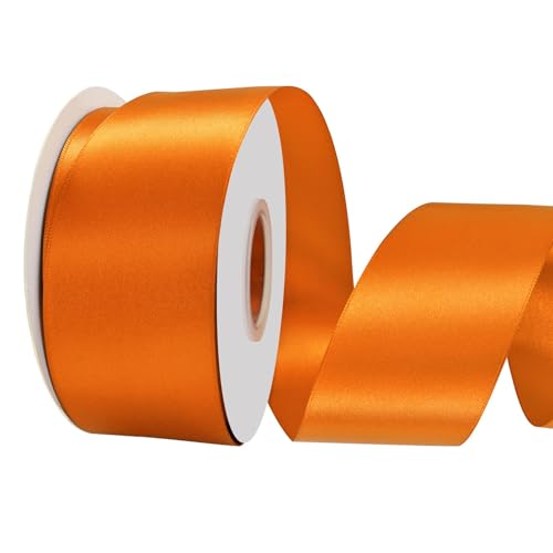 LoomJoyz Doppelseitige 50mm Orange Satinband 45 Meter Satinband Ideal für Geschenkverpackung Blumenstrauß Handwerk Hochzeiten Blumenarrangements Bögen von LoomJoyz