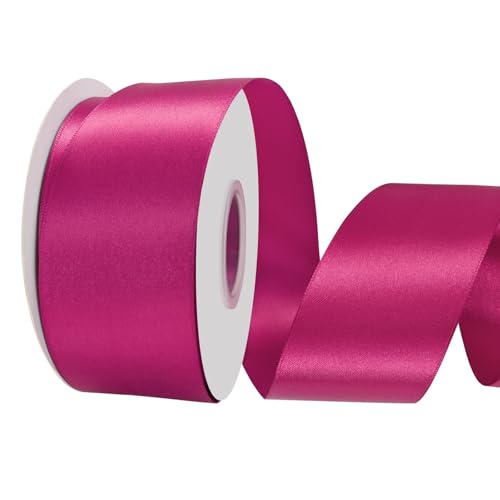 LoomJoyz Doppelseitige 50mm Rose Rosa Satinband 45 Meter Satinband Ideal für Geschenkverpackung Blumenstrauß Handwerk Hochzeiten Blumenarrangements Bögen von LoomJoyz