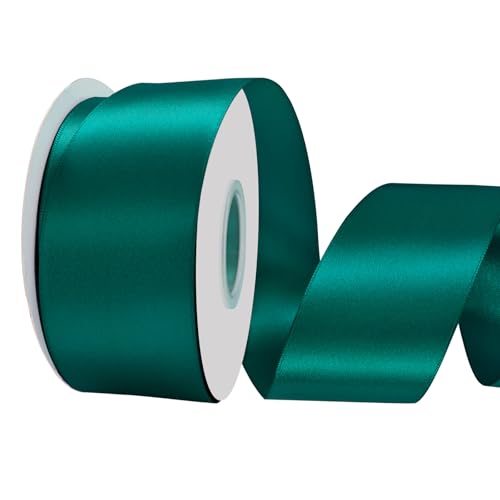 LoomJoyz Doppelseitige 50mm Teal Satinband 45 Meter Satinband Ideal für Geschenkverpackung Blumenstrauß Handwerk Hochzeiten Blumenarrangements für Bögen von LoomJoyz