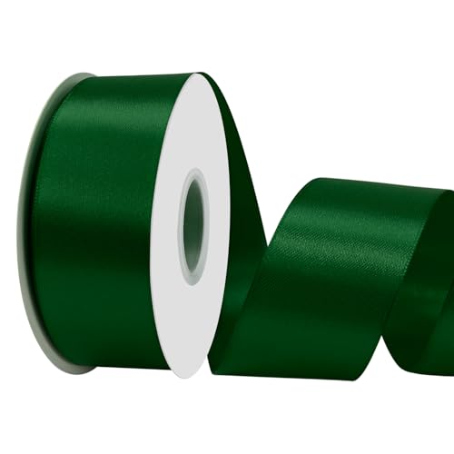 LoomJoyz Doppelseitiges 38 mm grünes Satinband, 45 m, ideal für Geschenkverpackungen, Blumensträuße, Basteln, Hochzeiten, Blumenarrangements und Schleifen von LoomJoyz