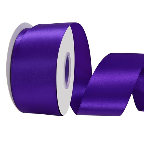 LoomJoyz Doppelseitiges 50 mm violettes Satinband, 45 m, ideal für Geschenkverpackungen, Blumensträuße, Basteln, Hochzeiten, Blumenarrangements und Schleifen von LoomJoyz