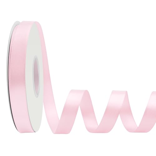 LoomJoyz Doppelseitiges Satinband, 15 mm, 45 m, Hellrosa, ideal für Geschenkverpackungen, Blumensträuße, Basteln, Hochzeiten, Blumenarrangements und Schleifen von LoomJoyz