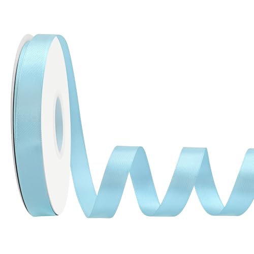 LoomJoyz Doppelseitiges Satinband, 15 mm, hellblau, 45 m, ideal für Geschenkverpackungen, Blumensträuße, Basteln, Hochzeiten, Blumenarrangements und Schleifen von LoomJoyz