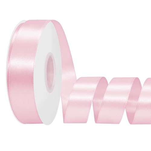 LoomJoyz Doppelseitiges Satinband, 25 mm, Rosa, 45 m, ideal für Geschenkverpackungen, Blumensträuße, Basteln, Hochzeiten, Blumenarrangements und Schleifen von LoomJoyz