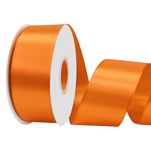 LoomJoyz Doppelseitiges Satinband, 38 mm, Orange, 45 m, ideal für Geschenkverpackungen, Blumensträuße, Basteln, Hochzeiten, Blumenarrangements und Schleifen von LoomJoyz