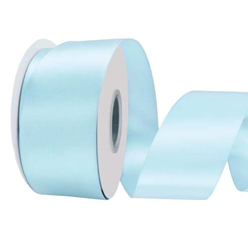 LoomJoyz Doppelseitiges Satinband, 50 mm, hellblau, 45 m, ideal für Geschenkverpackungen, Blumensträuße, Basteln, Hochzeiten, Blumenarrangements und Schleifen von LoomJoyz