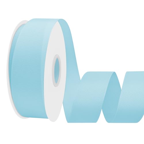 LoomJoyz Doppelseitiges hellblaues Ripsband zum Verpacken von Geschenken, 38 mm × 45 m, ideal zum Nähen von Haarschleifen, Blumensträußen, Basteln, Hochzeiten, Blumenarrangements von LoomJoyz