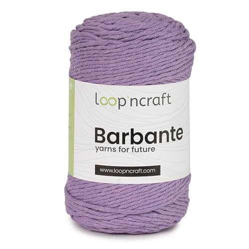 LoopnCraft Makramee Garn Hell Lila, 2mm - 250m - 250g, Kettengarn, Barbante, Recycling Garn von LoopnCraft