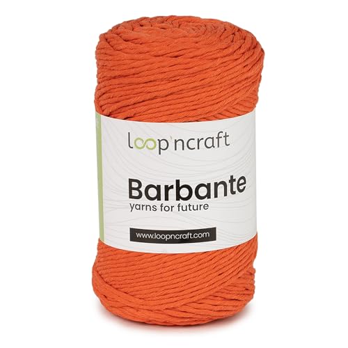 Loopncraft Makramee Garn Orange, 2mm - 250m - 250g, Kettengarn, Barbante, Recycling Garn von LoopnCraft