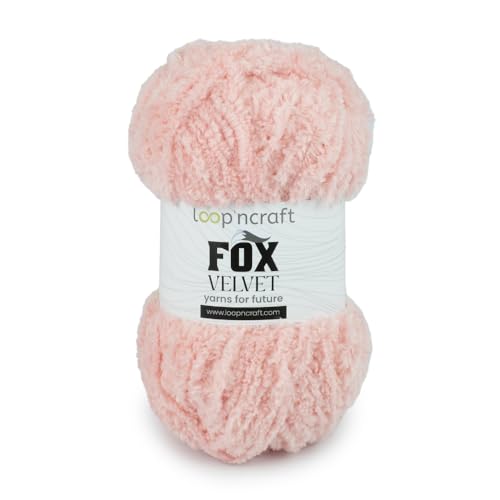 Chenille Garn, Koralle, Loopncraft, 100g, Fox Velvet, Plüschiges Garn mit Fransen von Loopncraft