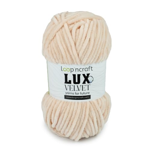 Chenille Wolle, Hautfarbe, Loopncraft, 100g, Lux Velvet, Super Weiches Samtgarn von Loopncraft