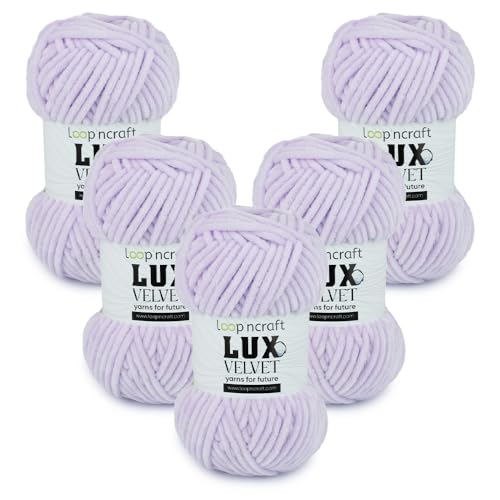 Chenille Wolle 5er-Set, Helles Lila, Loopncraft, 5 X 100g, Lux Velvet, Super Weiches Samtgarn von Loopncraft