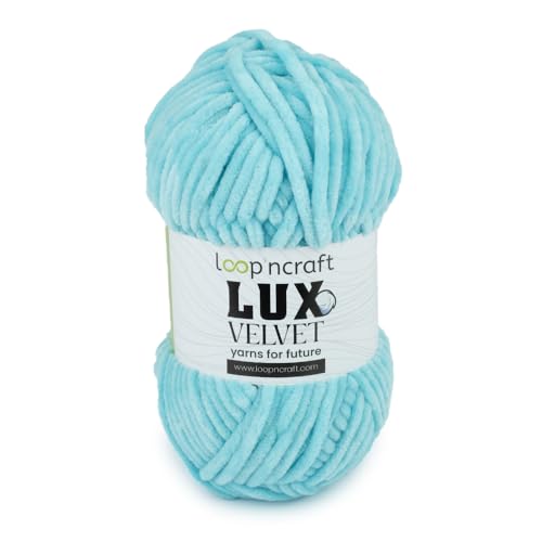 Loopncraft Chenille Wolle, Baby Blau, 100g, Lux Velvet, Super Weiches Samtgarn von Loopncraft