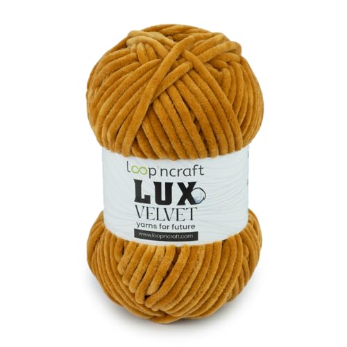 Loopncraft Chenille Wolle, Bronze Farbe, 100g, Lux Velvet, Super Weiches Samtgarn von Loopncraft