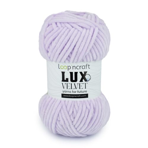 Loopncraft Chenille Wolle, Helles Lila, 100g, Lux Velvet, Super Weiches Samtgarn von Loopncraft