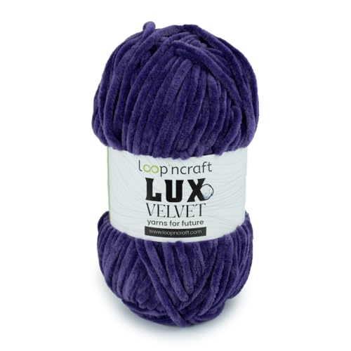 Loopncraft Chenille Wolle, Lila, 100g, Lux Velvet, Super Weiches Samtgarn von Loopncraft