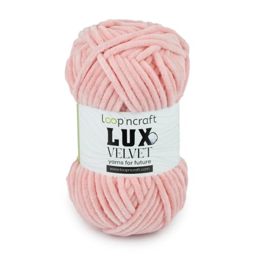 Loopncraft Chenille Wolle, Pastell Rosa, 100g, Lux Velvet, Super Weiches Samtgarn von Loopncraft