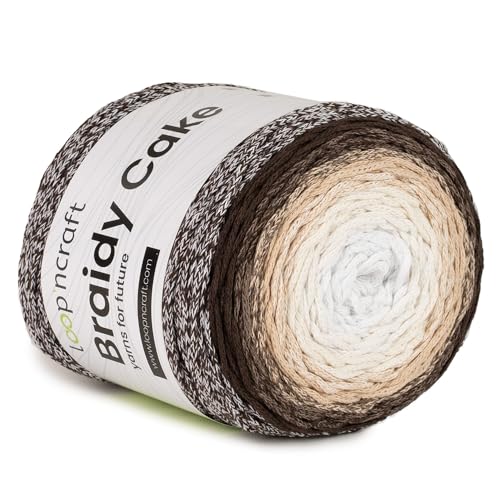 Loopncraft Makramee Cake Garn, Natursteine, 250m - 250g Farbverlaufsgarn, Recycling Garn von Loopncraft