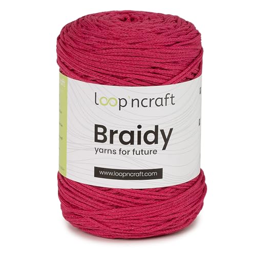 Loopncraft Makramee Garn Fuchsie, 2mm - 250m - 250g, Kettengarn, Braidy, Recycling Garn von Loopncraft