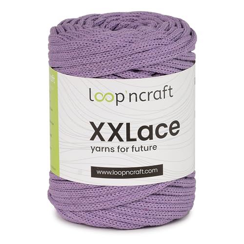 Loopncraft Makramee Garn Hell Lila, 4mm - 65m - 250g, Kettengarn, XXLace Garn, Recycling Garn von Loopncraft