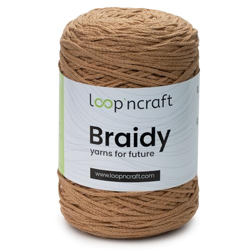 Loopncraft Makramee Garn Honigschaum, 2mm - 250m - 250g, Kettengarn, Braidy, Recycling Garn von Loopncraft