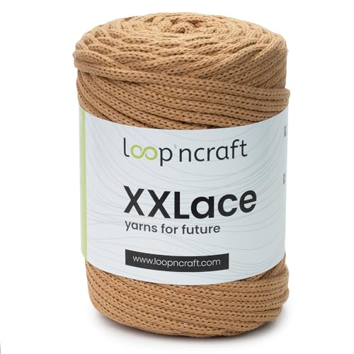 Loopncraft Makramee Garn Honigschaum, 4mm - 65m - 250g, Kettengarn, XXLace Garn, Recycling Garn von Loopncraft