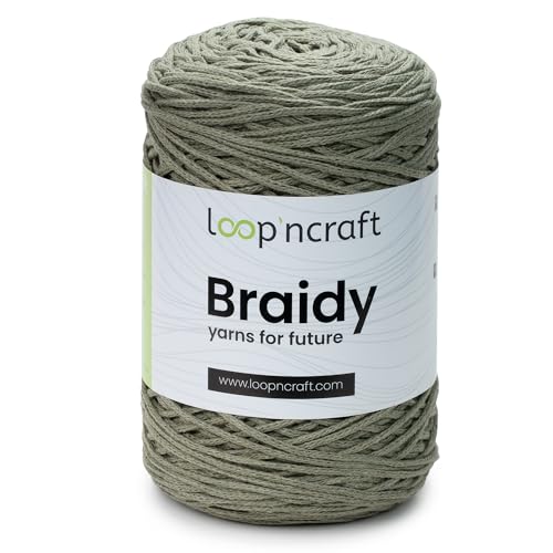 Loopncraft Makramee Garn Khaki, 2mm - 250m - 250g, Kettengarn, Braidy, Recycling Garn von Loopncraft