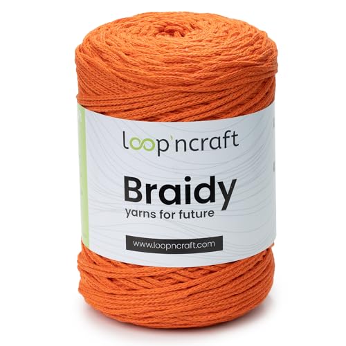 Loopncraft Makramee Garn Orange, 2mm - 250m - 250g, Kettengarn, Braidy, Recycling Garn von Loopncraft