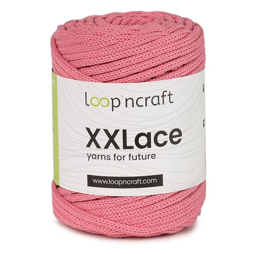 Loopncraft Makramee Garn Rosa, 4mm - 65m - 250g, Kettengarn, XXLace Garn, Recycling Garn von Loopncraft