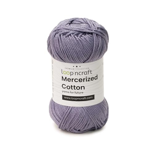 Loopncraft Mercerized Cotton, Hell-Lila, 50g, Amigurumi Garn, Premium, 100% merzerisierte, gekämmte und gasierte Baumwolle von Loopncraft