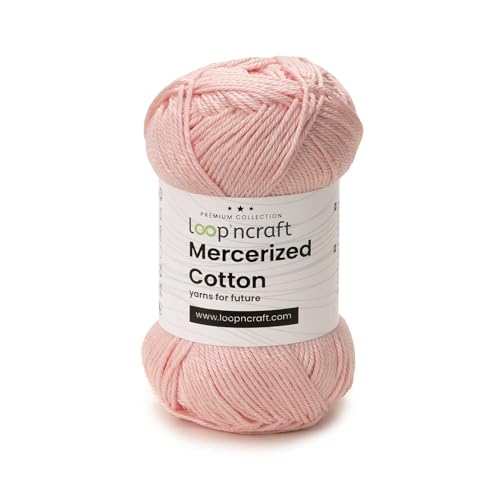 Loopncraft Mercerized Cotton, Hell-Rosa, 50g, Amigurumi Garn, Premium, 100% merzerisierte, gekämmte und gasierte Baumwolle von Loopncraft