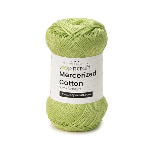 Loopncraft Mercerized Cotton, Limette, 50g, Amigurumi Garn, Premium, 100% merzerisierte, gekämmte und gasierte Baumwolle von Loopncraft