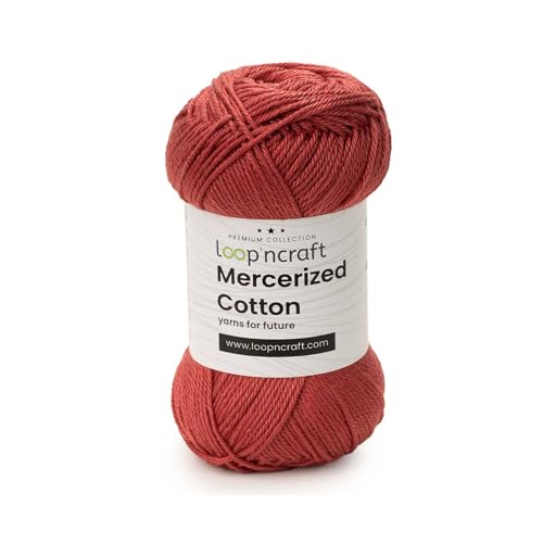 Loopncraft Mercerized Cotton, Rosenholz, 50g, Amigurumi Garn, Premium, 100% merzerisierte, gekämmte und gasierte Baumwolle von Loopncraft