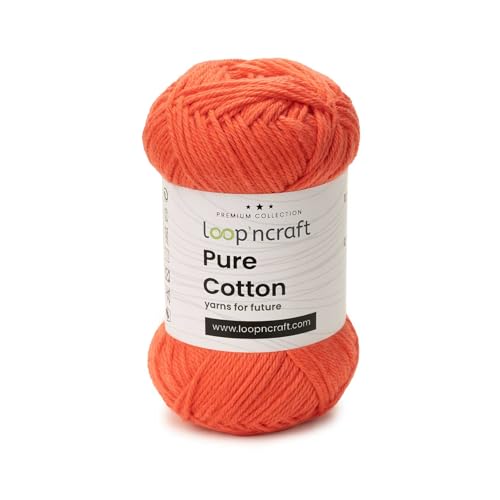 Loopncraft Pure Cotton, Koralle, 50g, Amigurumi Garn, Premium gekämmter Baumwolle von Loopncraft