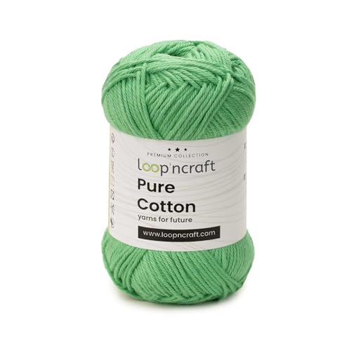 Loopncraft Pure Cotton, Meeresgrün, 50g, Amigurumi Garn, Premium gekämmter Baumwolle von Loopncraft