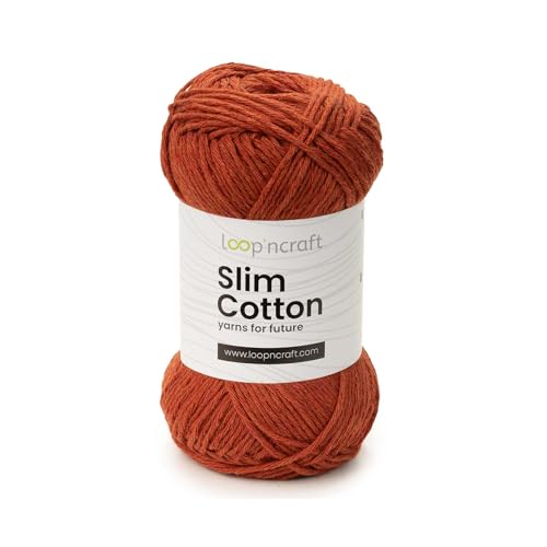 Loopncraft Slim Cotton, Ziegelfarbe, 50g, Amigurumi Baumwolle Garn, Recycling Garn von Loopncraft