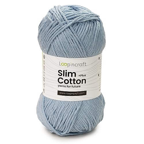 Loopncraft Slim Cotton Plus, Babyblau, 100g, Amigurumi Baumwolle Garn, Recycling Garn von Loopncraft