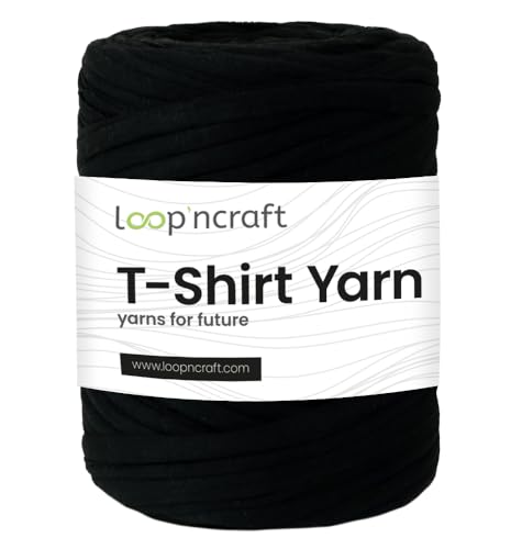 Loopncraft Textilgarn, Dunkles Schwarz, 350g, T-Shirt Yarn, Recyling Garn von Loopncraft