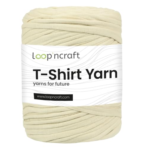 Loopncraft Textilgarn, Elfenbein, 350g, T-Shirt Yarn, Recyling Garn von Loopncraft