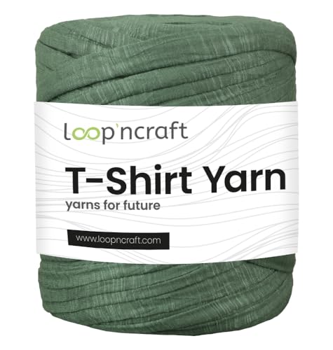 Loopncraft Textilgarn, Herbal Green, 750g, T-Shirt Yarn, Recyling Garn von Loopncraft