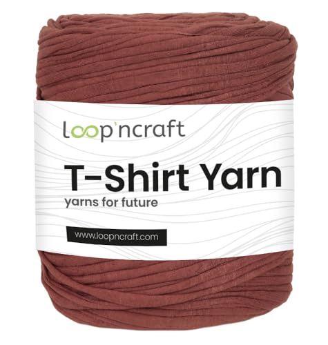 Loopncraft Textilgarn, Kakaobraun, 750g, T-Shirt Yarn, Recyling Garn von Loopncraft