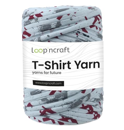 Loopncraft Textilgarn, Karmin Gemustert, 350g, T-Shirt Yarn, Recyling Garn von Loopncraft