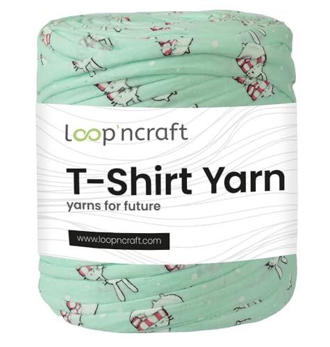 Loopncraft Textilgarn, Katzen Gemustert, 750g, T-Shirt Yarn, Recyling Garn von Loopncraft