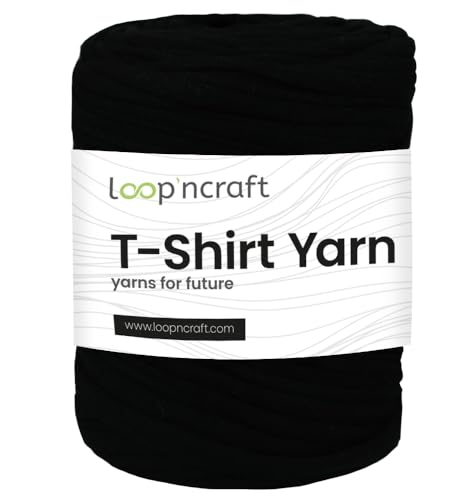 Loopncraft Textilgarn, Schwarz, 350g, T-Shirt Yarn, Recyling Garn von Loopncraft